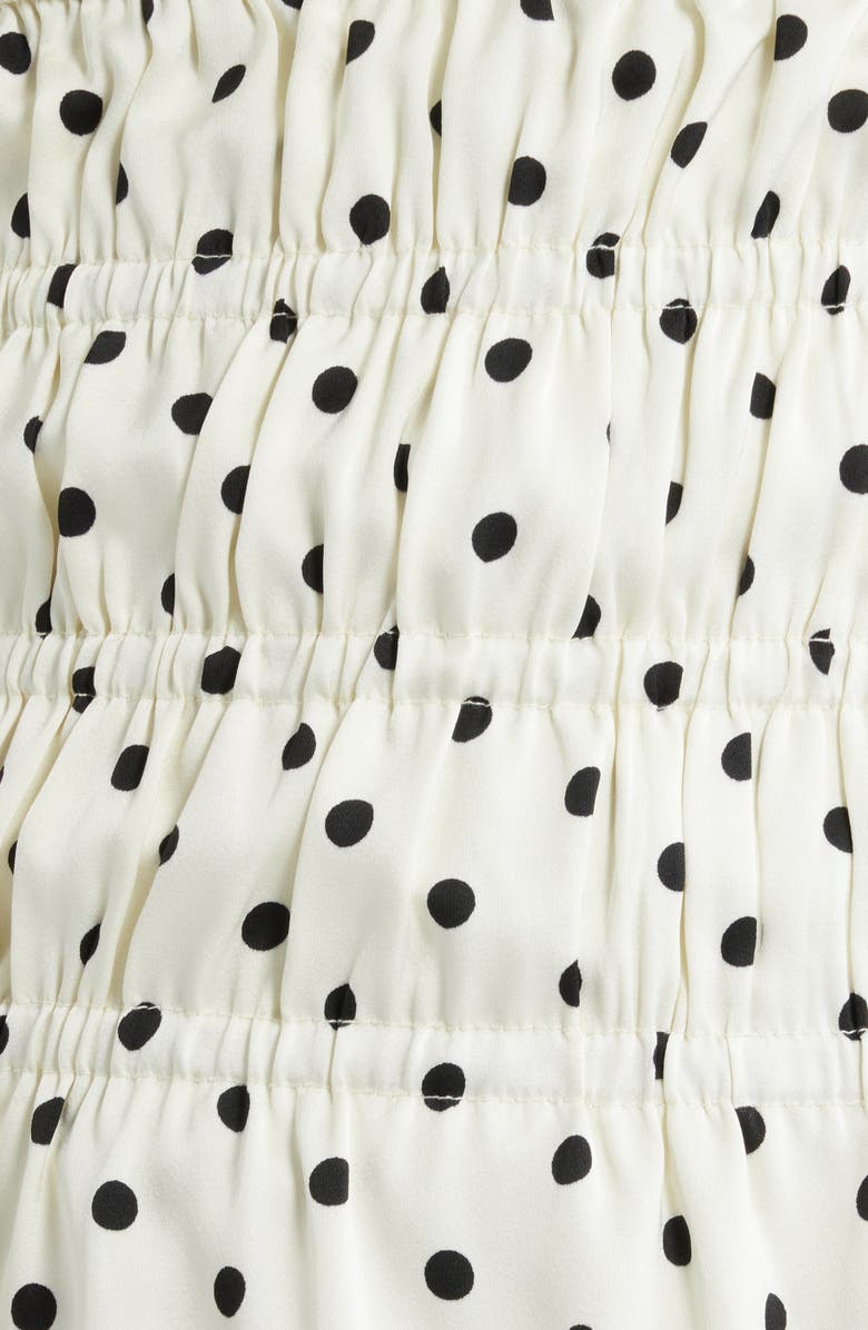 Princess Polly Evanelie Shirred Minidress, Alternate, color, White Polka