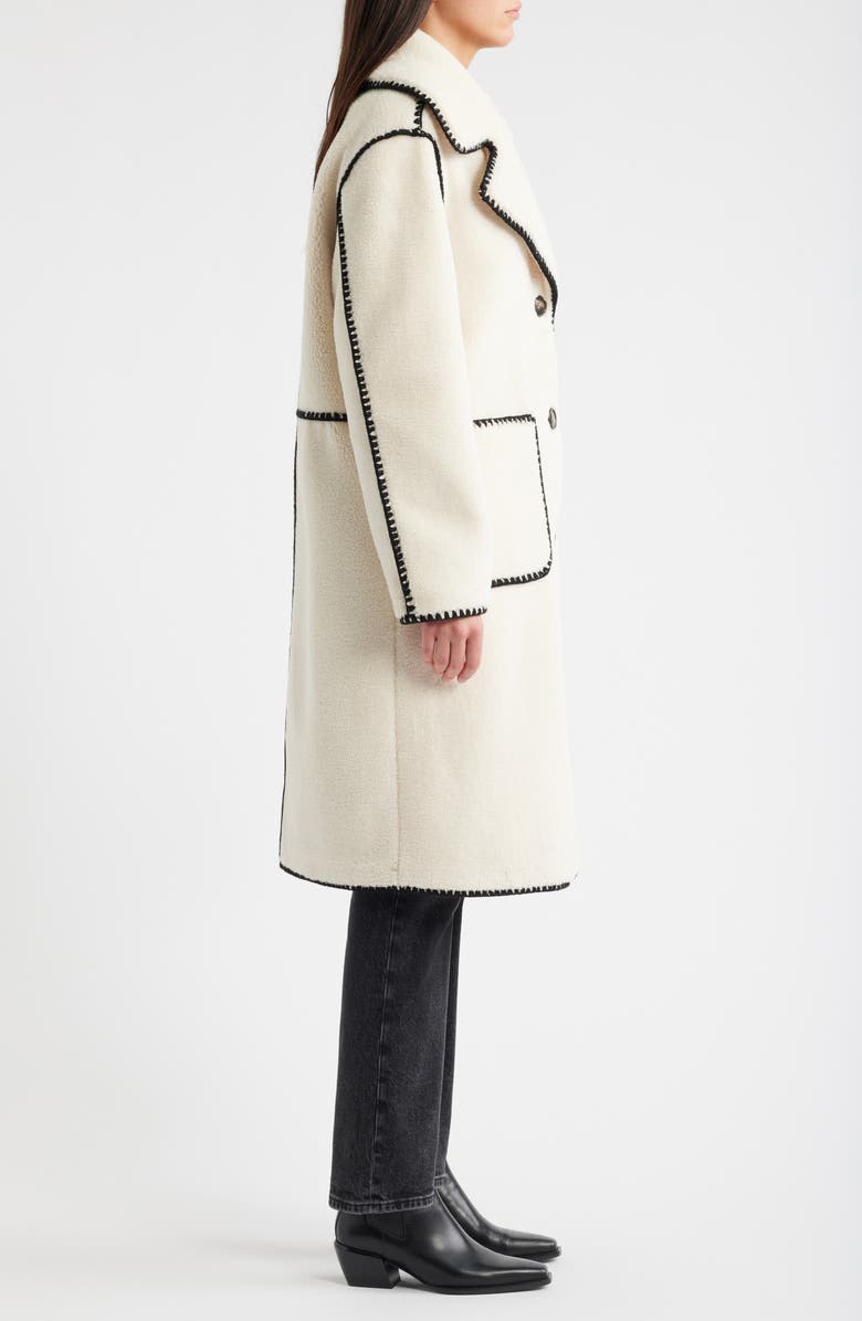 Bernardo Blanket Stitch Fleece Coat, Alternate, color, Cream