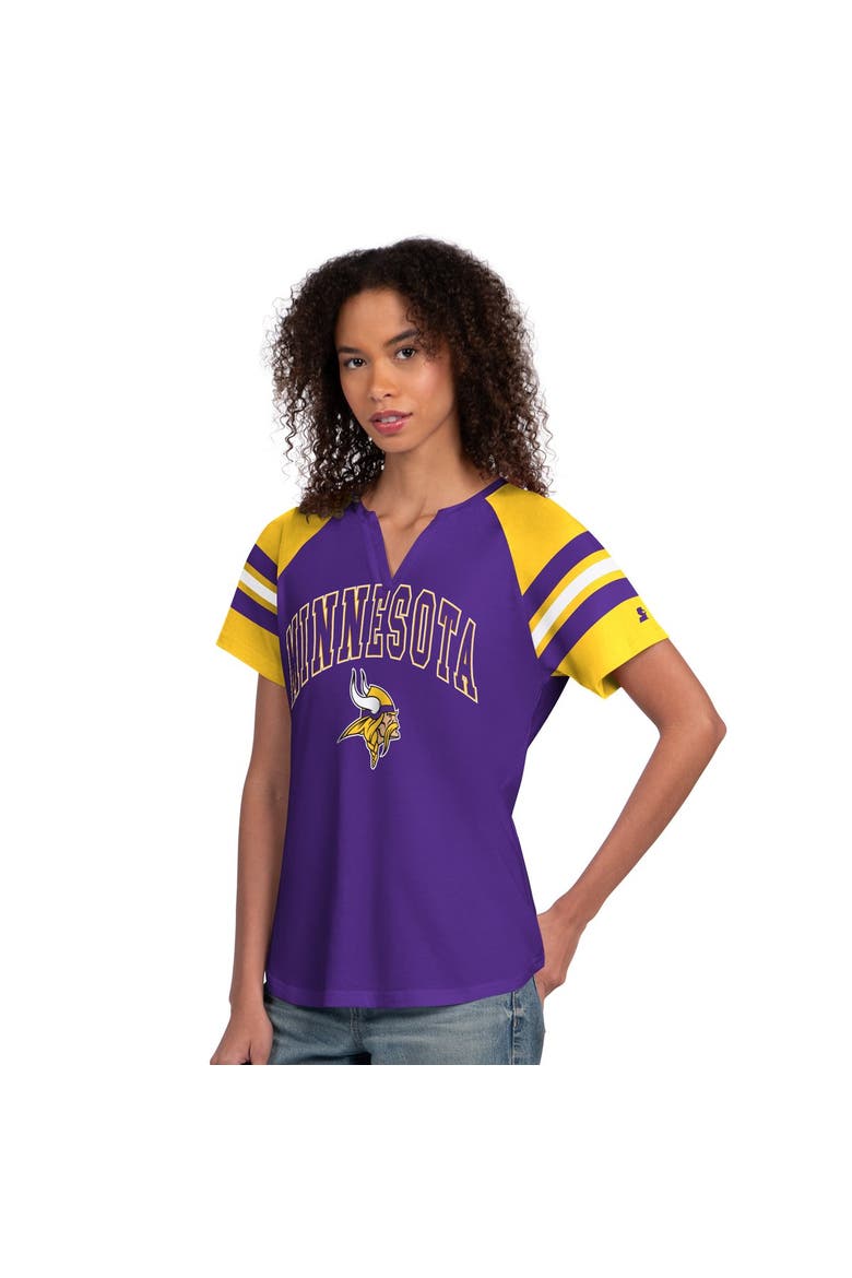 Women's Starter  Purple Minnesota Vikings Game On Notch Neck Raglan T-Shirt, Main, color, Purple
