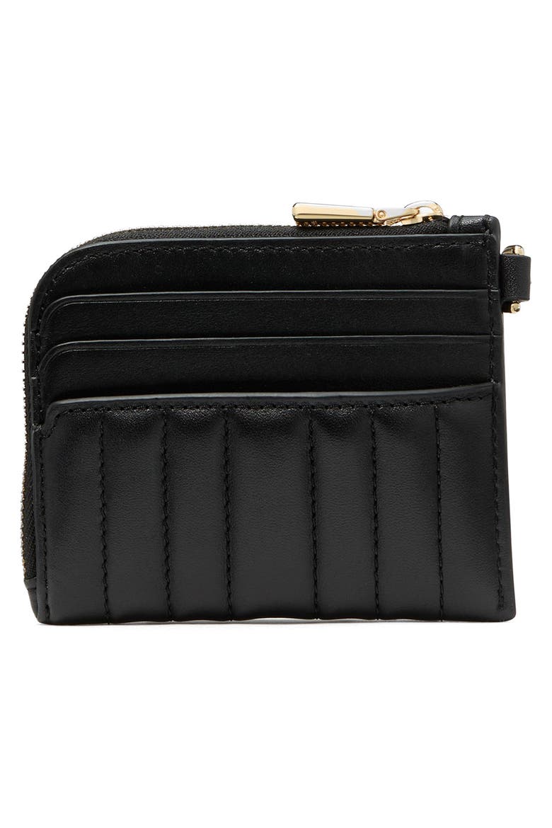 deco quilted leather card case, Alternate, color, BLACK
