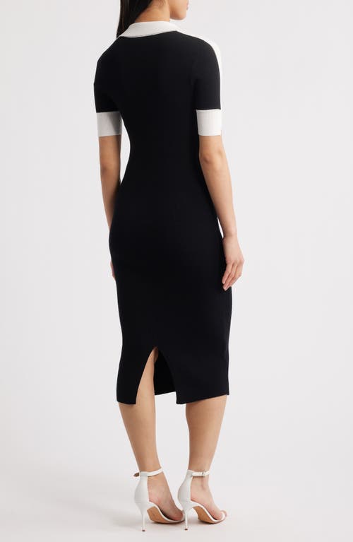 Elie Tahari The Myra Contrast Trim Knit Midi Dress