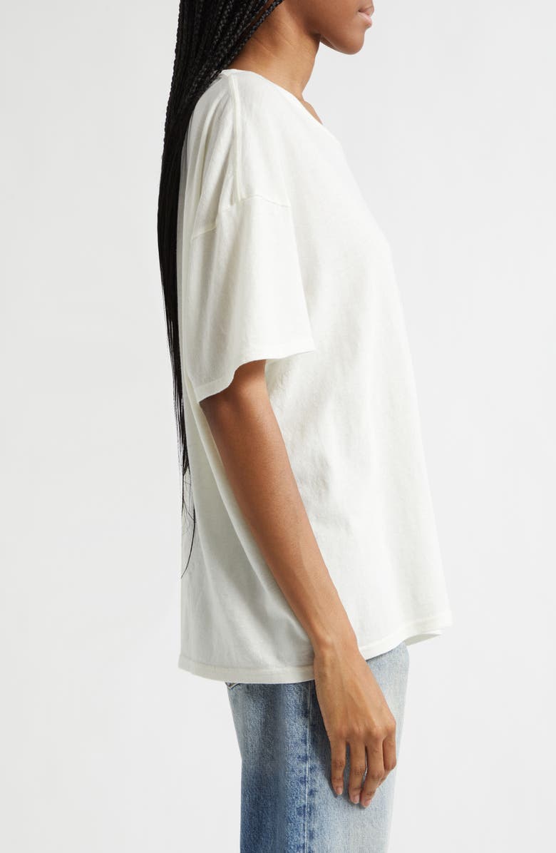 R13 I Don't Care Relaxed Fit Cotton & Cashmere Graphic T-Shirt, Alternate, color, Ecru White