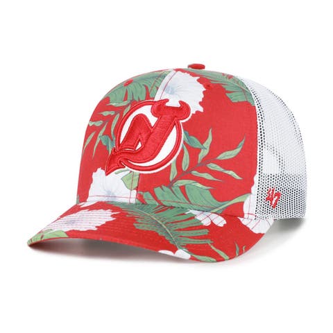 Men's '47  Red/White New Jersey Devils Beach Side Adjustable Trucker Hat
