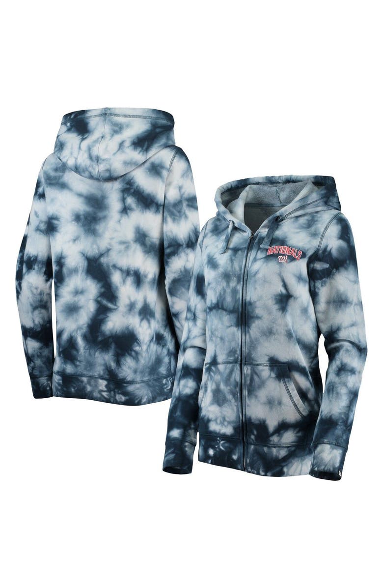 New Era Women's New Era Navy Washington Nationals Tie-Dye Full-Zip Hoodie, Main, color, Navy