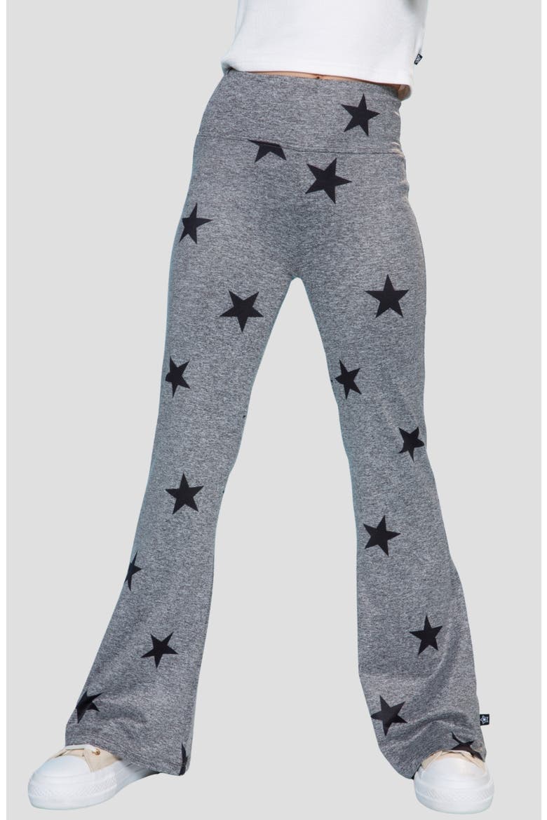 Kids' Soft Luxe Flare Leggings, Alternate, color, STEEL BLACK STARS