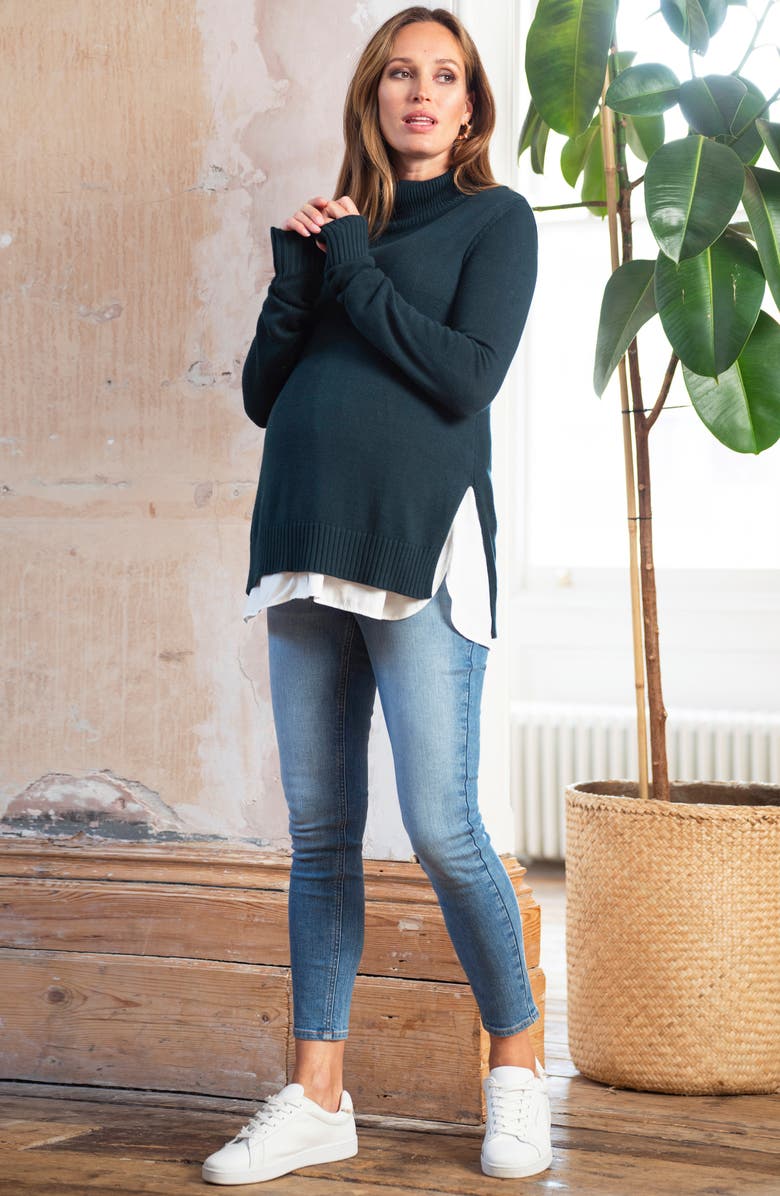 Seraphine Layered Maternity/Nursing Turtleneck Sweater, Alternate, color, 