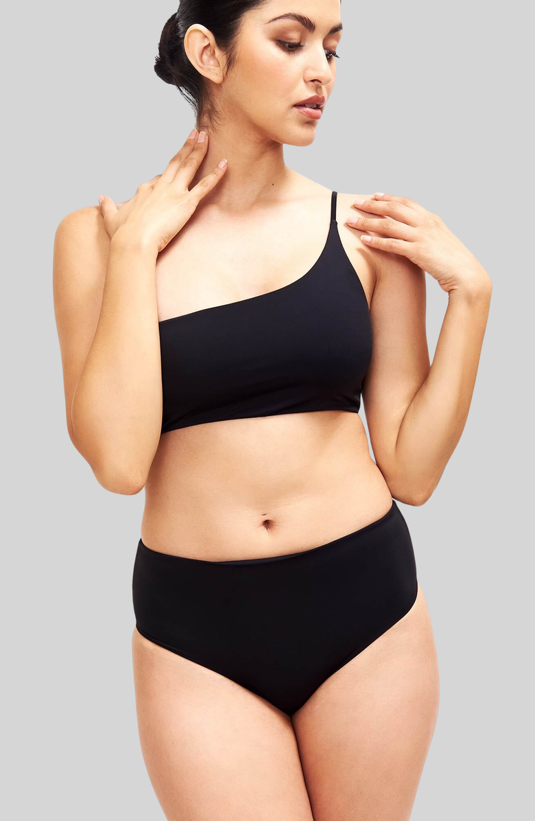 Sauipe Serena One Shoulder Bikini Top, Main, color, Black