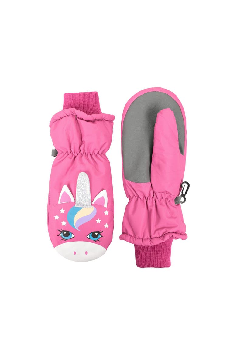 Critter Unicorn Ski Mittens, Alternate, color, Pink