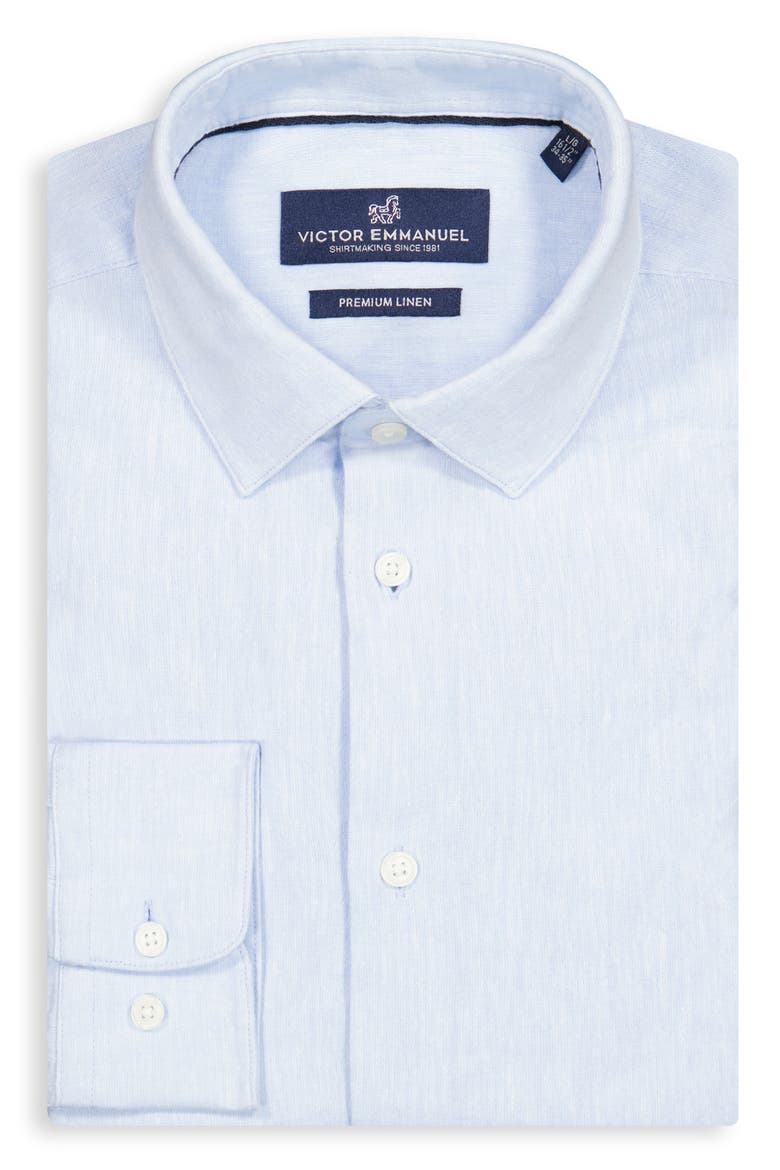 Premium Stretch Linen & Cotton Dress Shirt, Alternate, color, 49 LIGHT BLUE