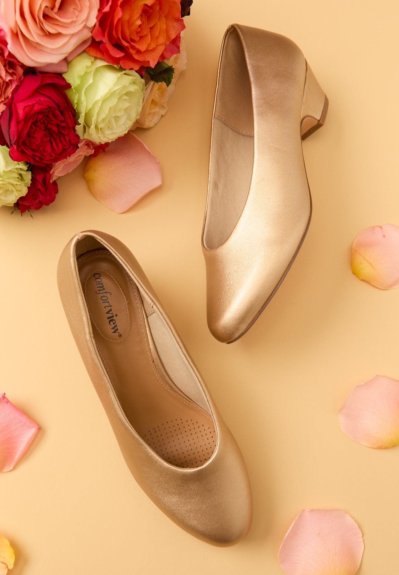 The Vida Leather Like Slip On Pump, Alternate, color, GOLD