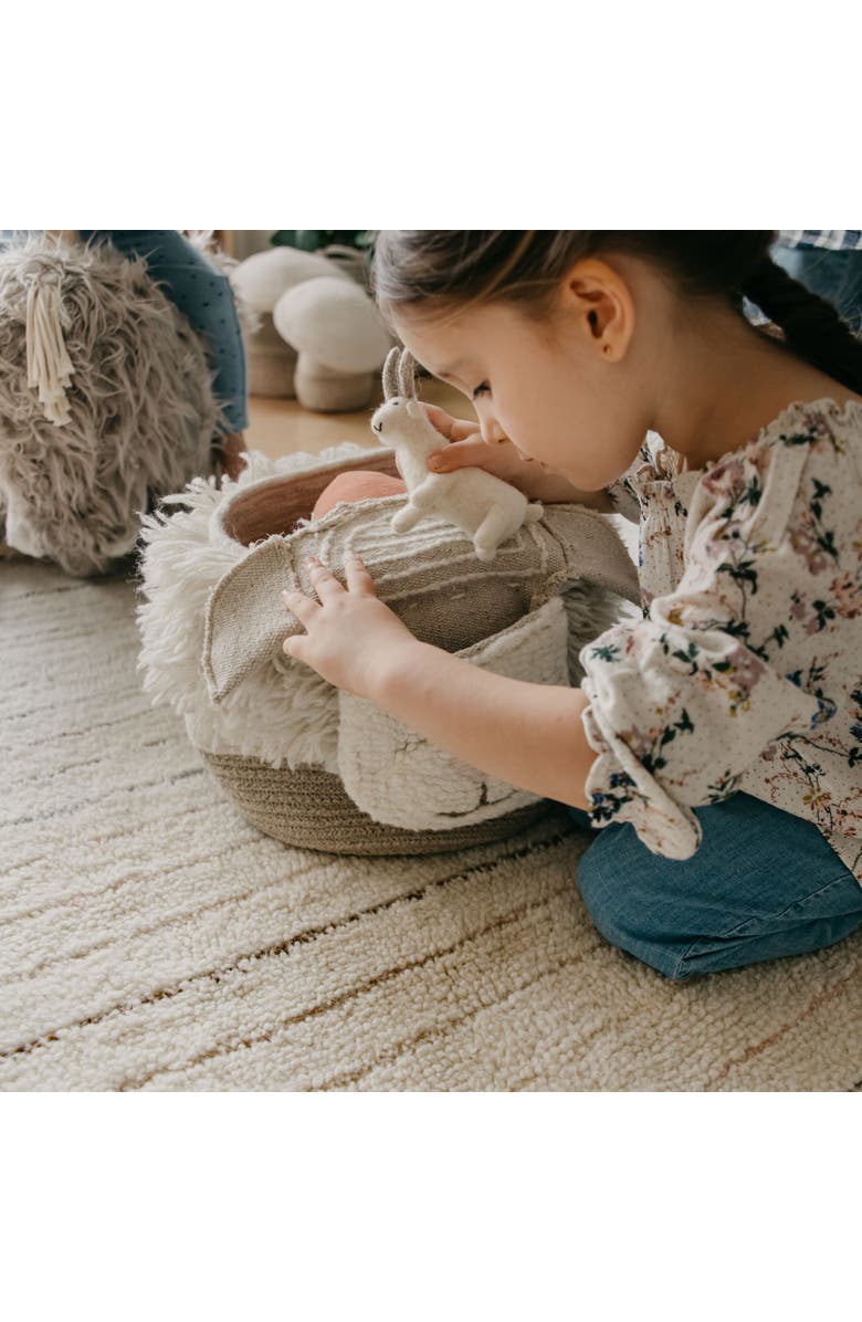 Lorena Canals Woolable Basket Pink Nose Sheep, Alternate, color, Sheep White, Rose, Sandstone