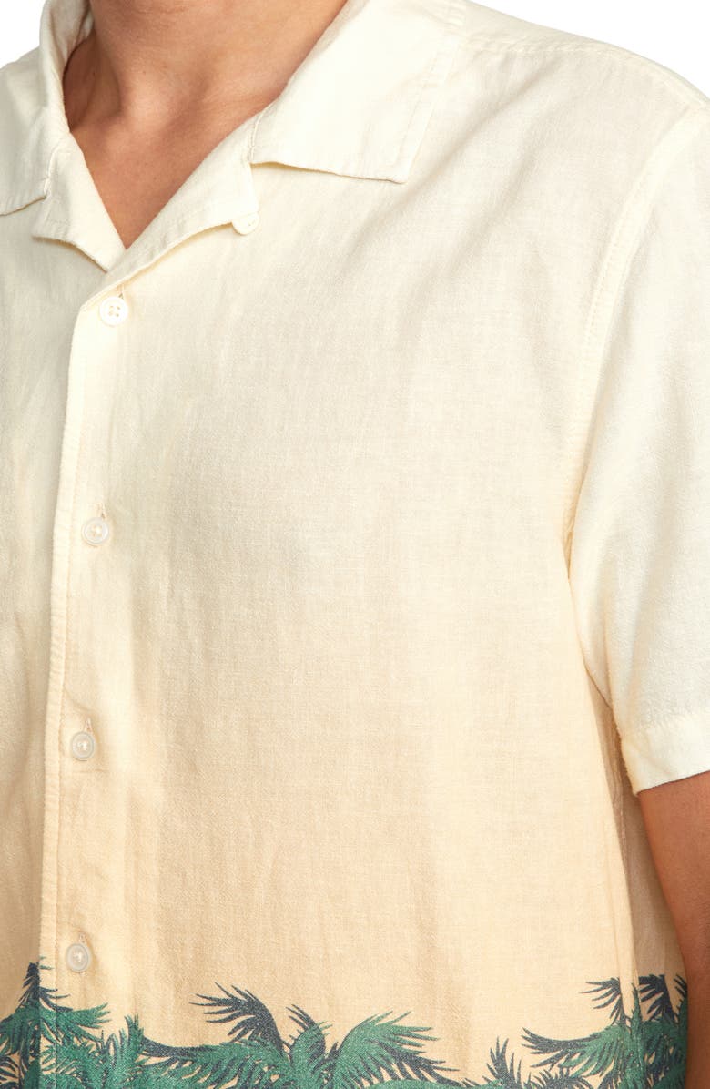 RVCA Wasted Palms Short Sleeve Linen Blend Button-Up Camp Shirt, Alternate, color, 