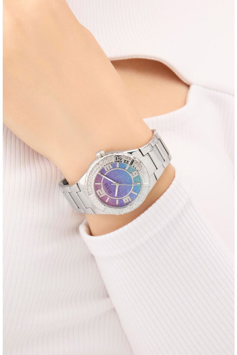 Sangria Blue Ombré Bracelet Watch, 36mm, Alternate, color, SILVER