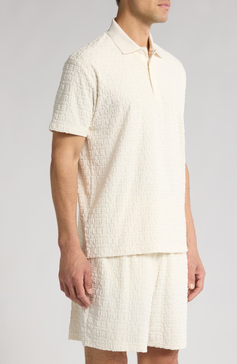 PURPLE BRAND Cotton Terry Blend Polo, Alternate, color, Off White