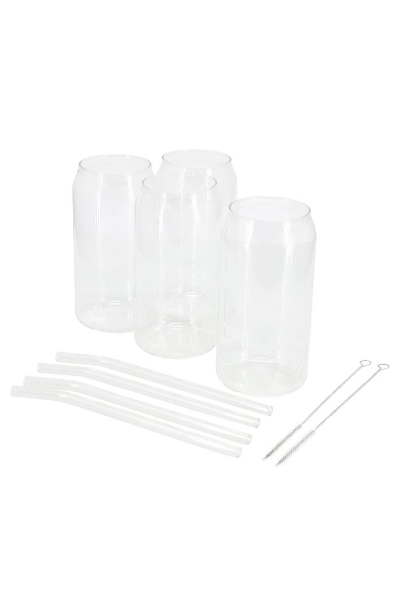 Zadie 10 Piece Glass Tumbler and Straw Set in Clear, Main, color, Clear