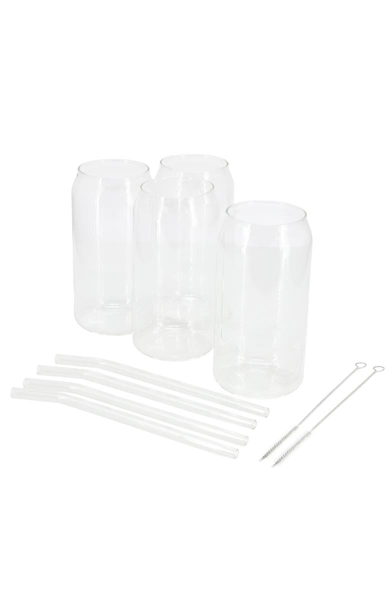 Gibson Home Zadie 10 Piece Glass Tumbler and Straw Set in Clear, Main, color, Clear