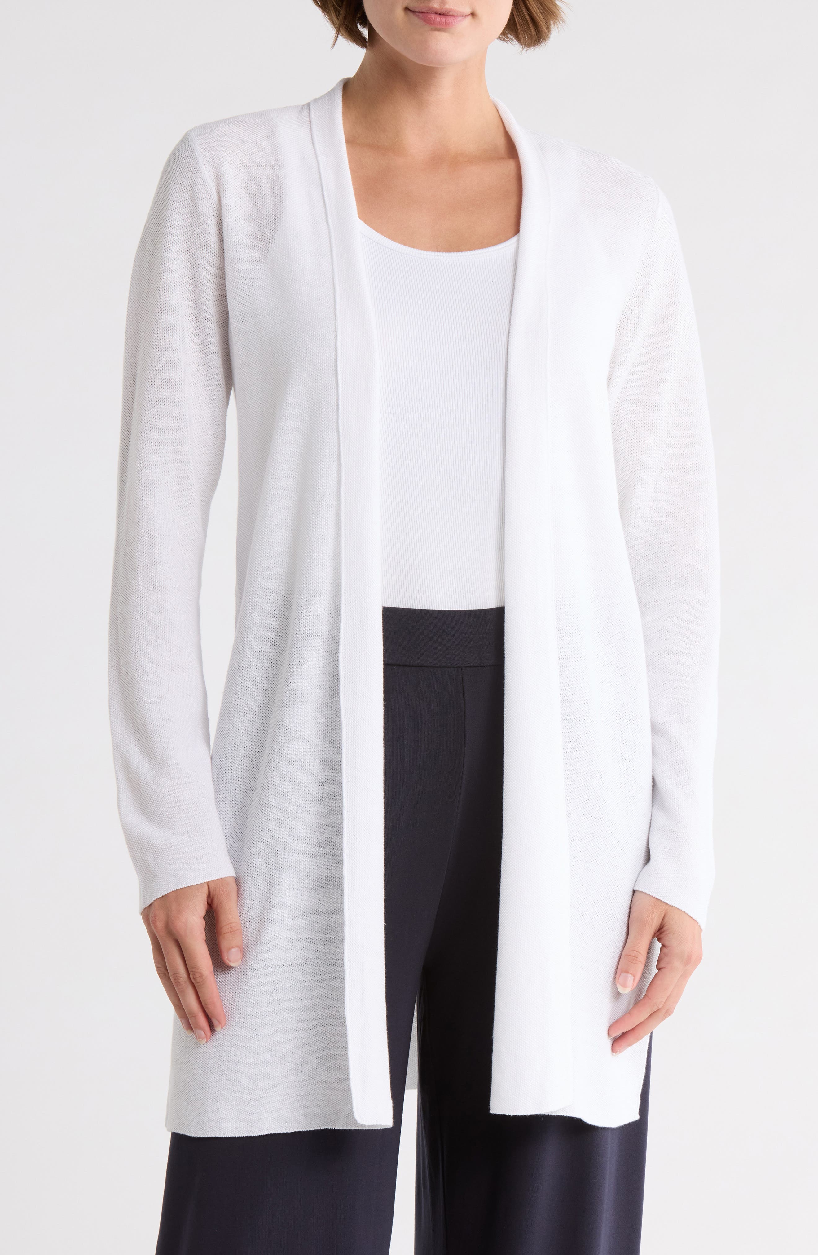Eileen Fisher Organic Linen & Organic Cotton Long Cardigan