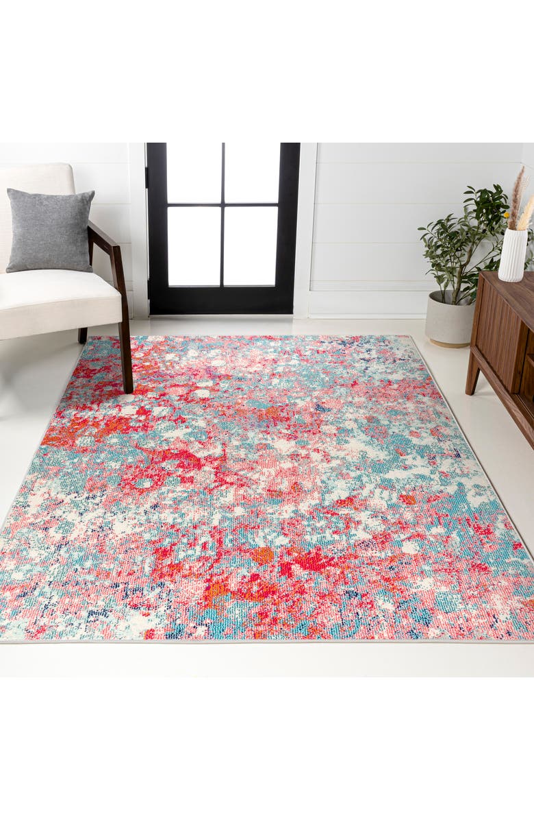 JONATHAN Y Contemporary POP Modern Abstract Area Rug, Alternate, color, Blue/Red