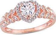 Julianna B. Lab-Created Sapphire & Diamond Heart Ring 10k
