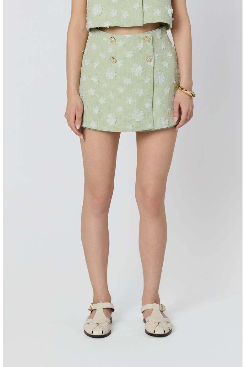 Janell Floral Appliqué Miniskort, Main, color, MINT