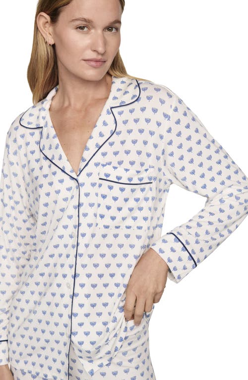 Eberjey Gisele Printed Long Pajamas In White