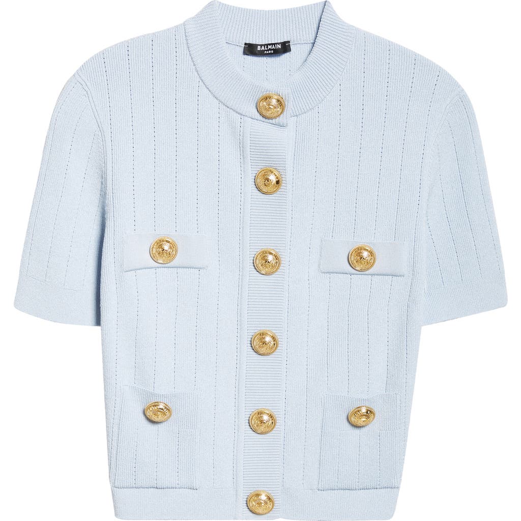 Balmain 4-pocket Knitted Cardigan In 6ac Transparent