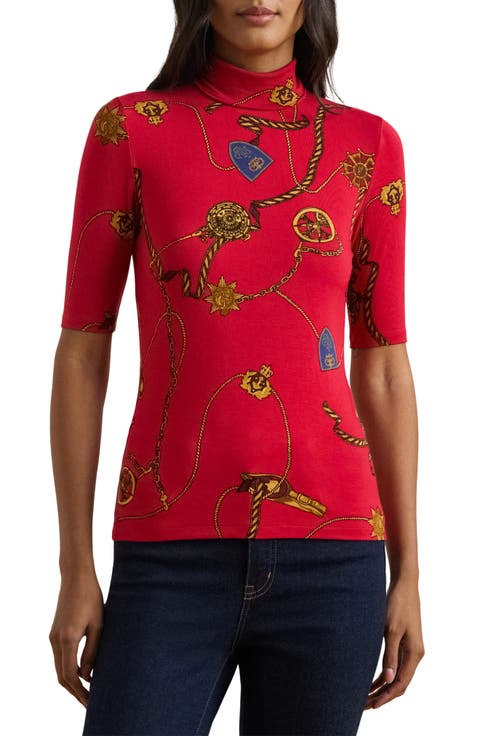 Stretch Jersey Turtleneck Top