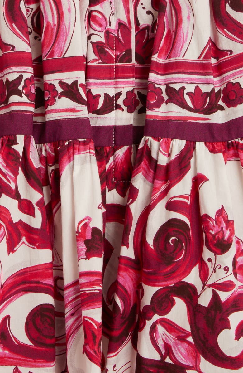 Dolce&Gabbana Tile Print Cotton Skater Skirt, Alternate, color, 