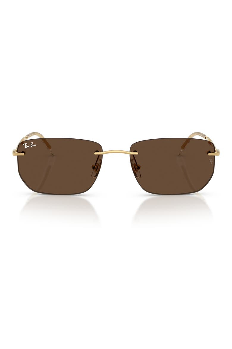 56mm Rimless Rectangular Sunglasses, Main, color, ARISTA / DARK BROWN