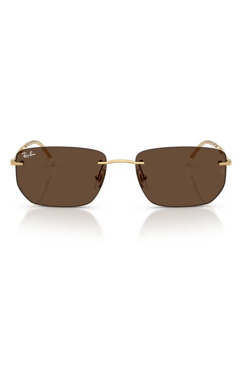 56mm Rimless Rectangular Sunglasses