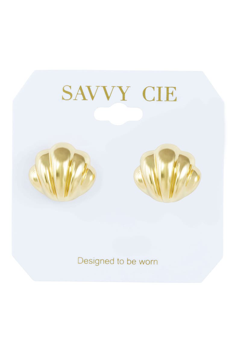 Seashell Stud Earrings, Main, color, YELLOW