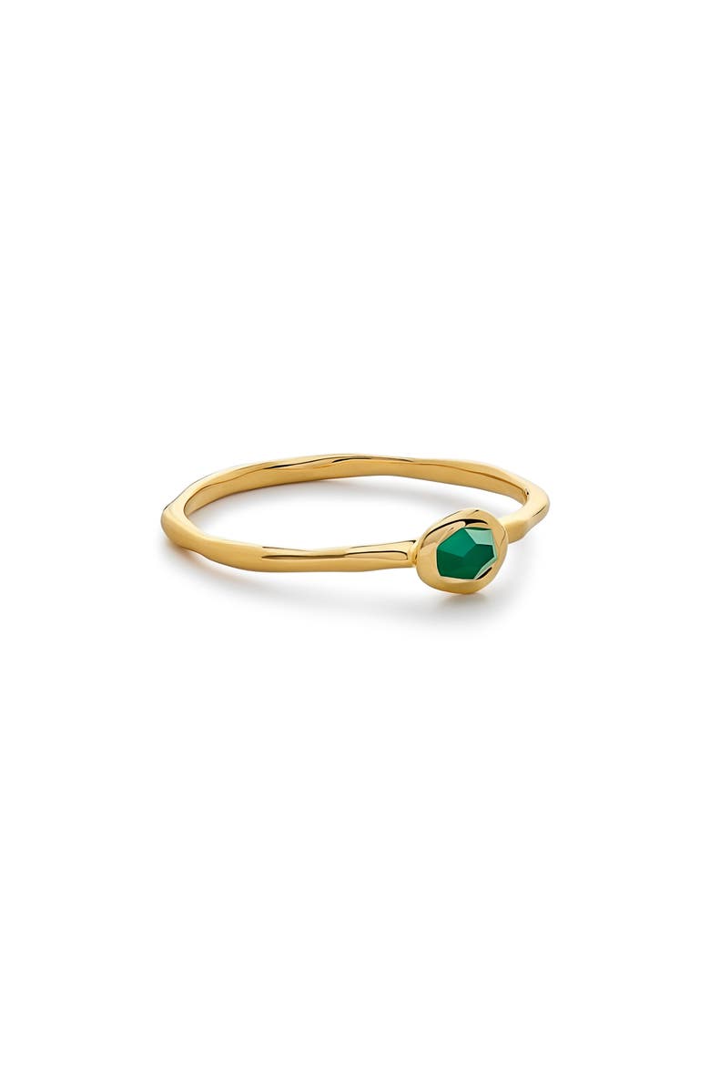 Odyssey Green Onyx Stacking Ring, Main, color, 18CT GOLD VERMEIL / GREEN ONYX