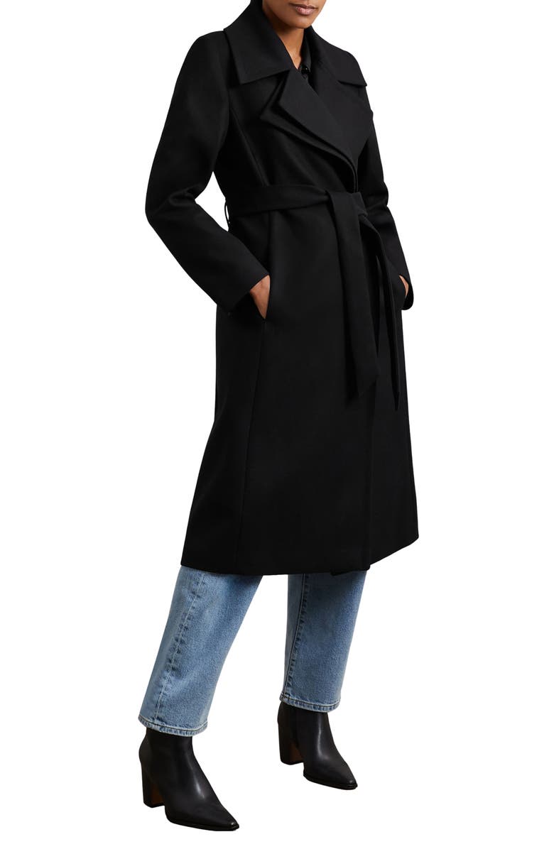 Reiss Odette Wool Blend Wrap Coat, Alternate, color, Black