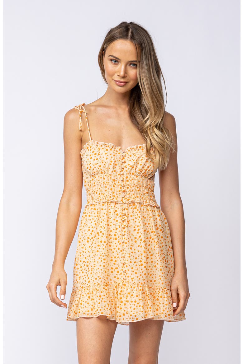 Ruffle Trim Shoulder Tie Minidress, Alternate, color, LIGHT ORANGE