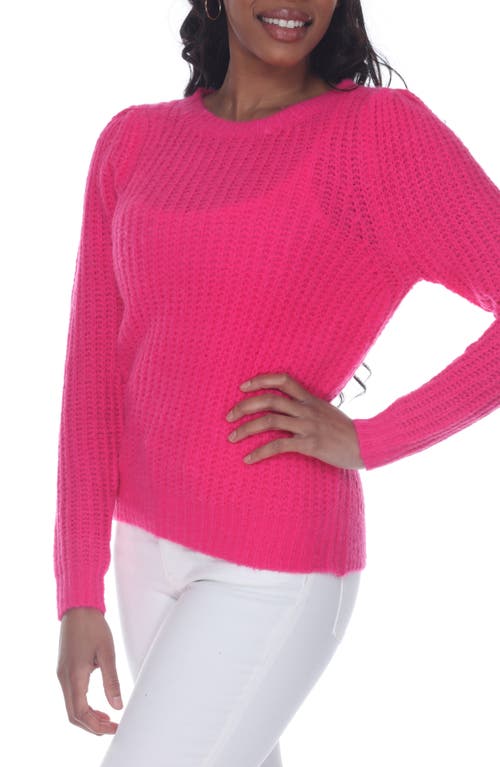 Rain And Rose Rib Crewneck Sweater In Pink