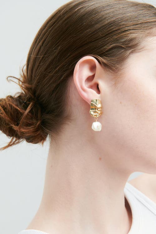 Odette New York Fender With Pearl Earrings In Brass