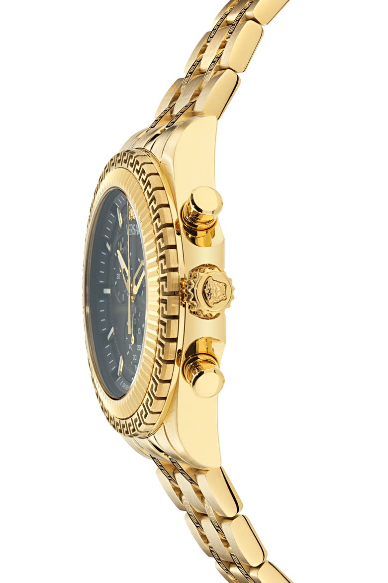 Fornax Chronograph Bracelet Watch, 43mm, Alternate, color, IP YELLOW GOLD