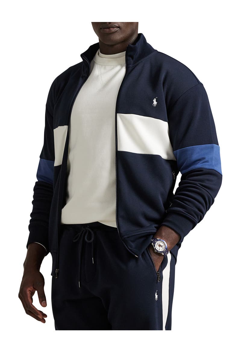 Big & Tall Double-Knit Mesh Mockneck Sweater, Main, color, AVIATOR NAVY