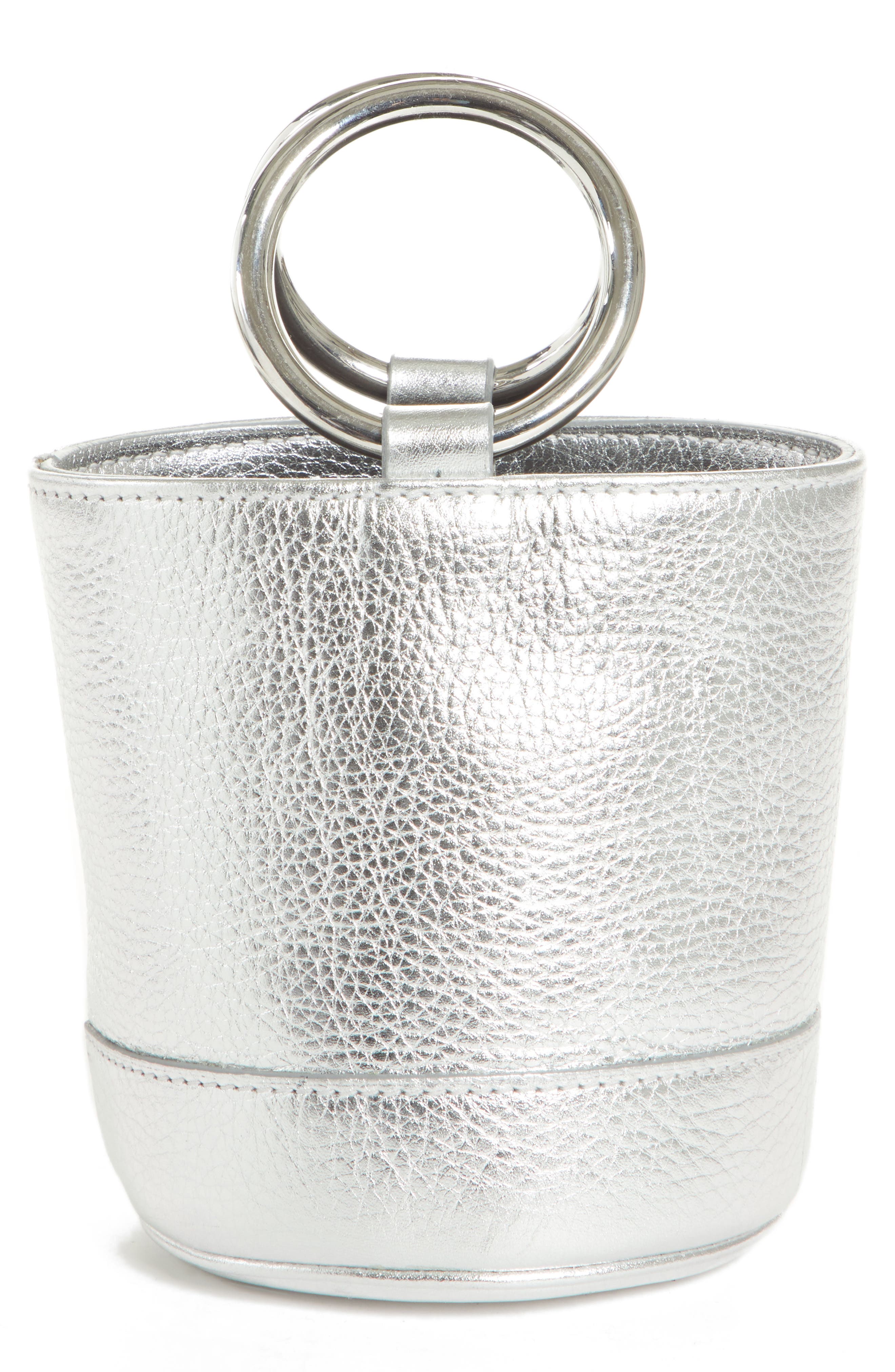 Bonsai 15 Calfskin Leather Bucket Bag, Alternate, color, SILVER