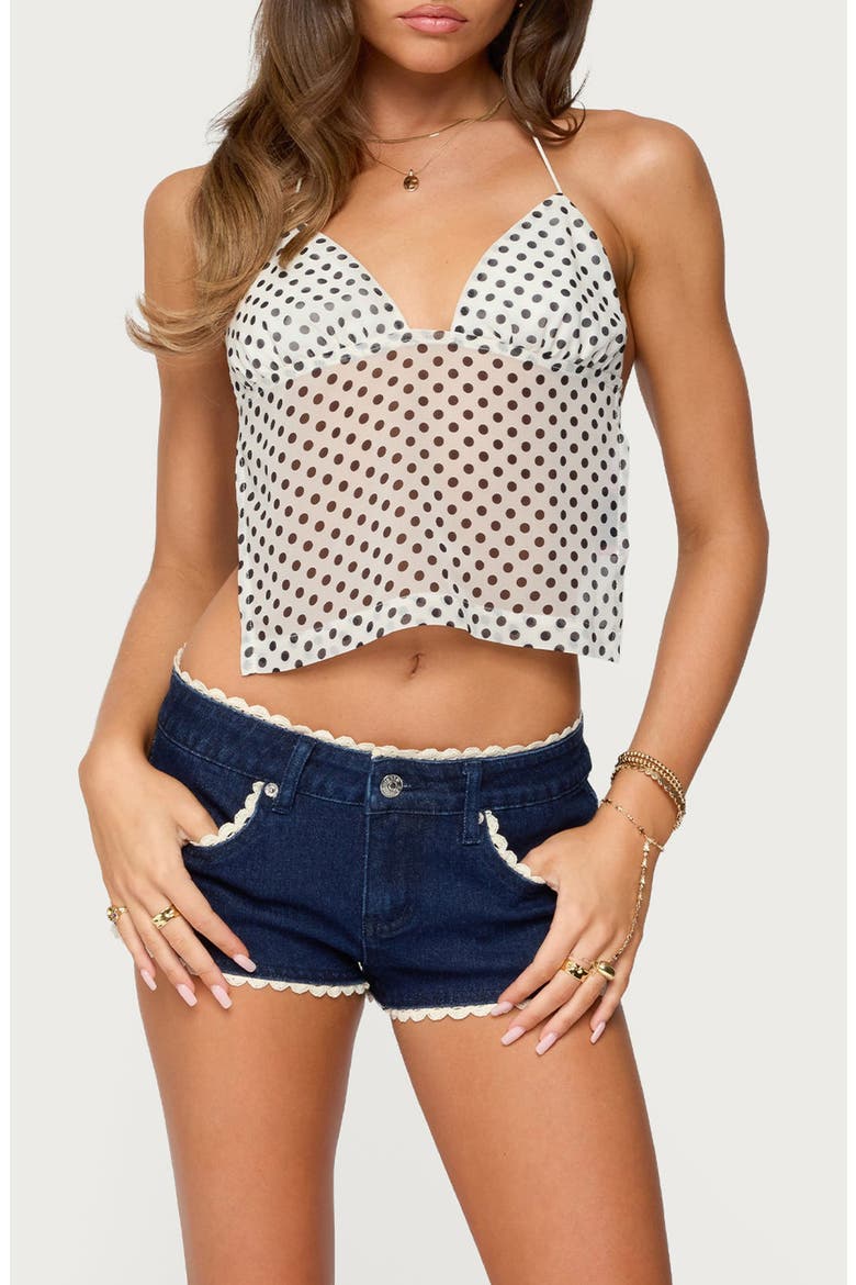 Dot Chiffon Halter Top, Main, color, CREAM-AND-BLACK