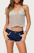 EDIKTED Dot Chiffon Halter Top
