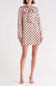 Marc Jacobs Dot Print Tie Neck Pleated Minidress