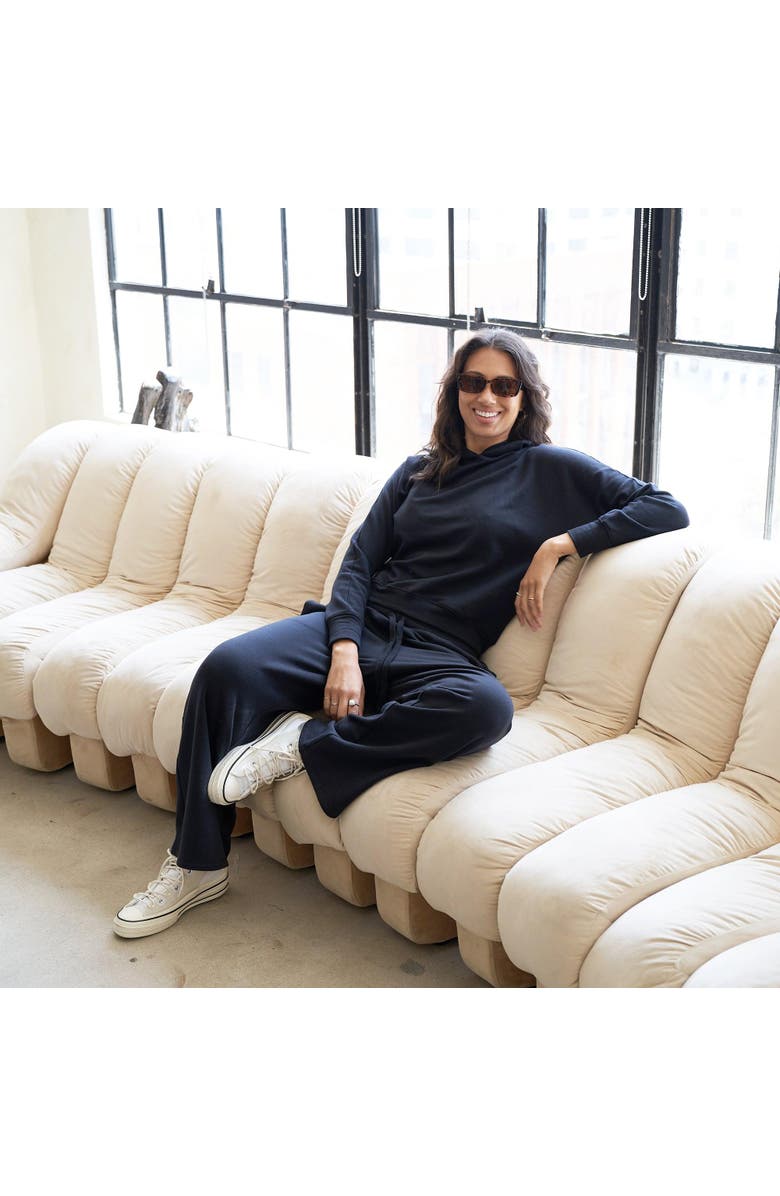 eavolu Baikal Eco-Luxe Fleece Dolman Crop Hoodie | Cloud-Soft Comfort, Alternate, color, Coal Black