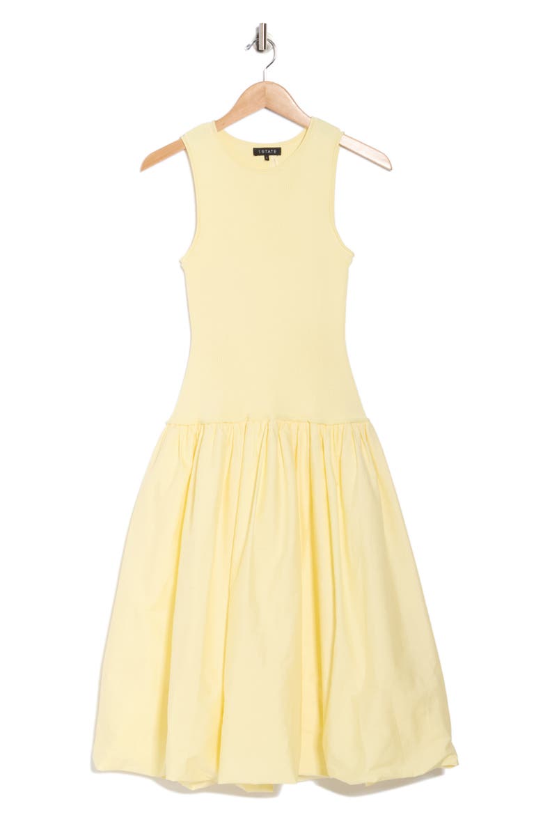 Mixed Media Tank Midi Dress, Alternate, color, PASTEL YELLOW