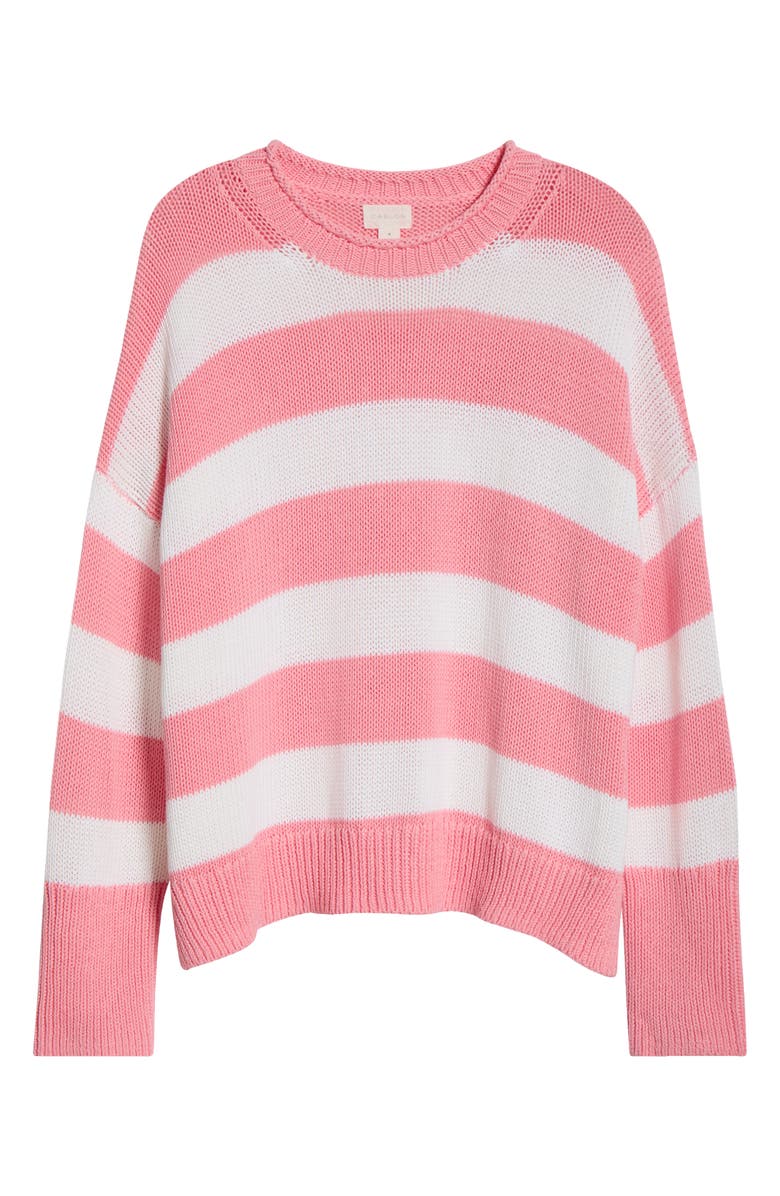 Caslon<sup>®</sup> Stripe Roll Neck Sweater, Alternate, color, Pink Dianthus- White Stripe