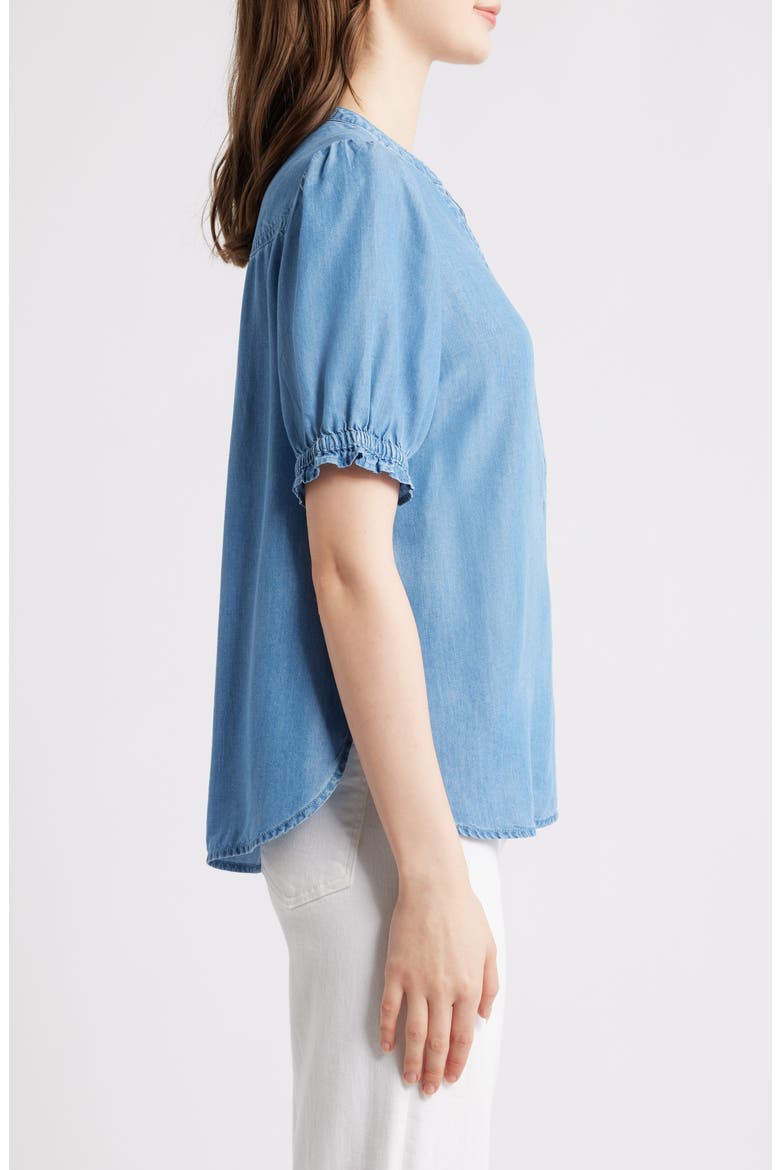 Lowen Short Sleeve Chambray Top, Alternate, color, MEDIUM WASH