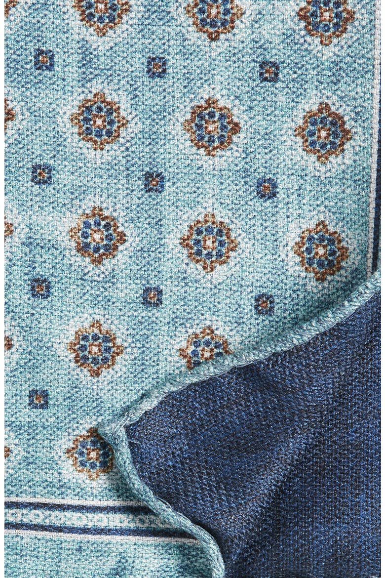 Diamond Medallion Silk Pocket Square, Alternate, color, TEAL