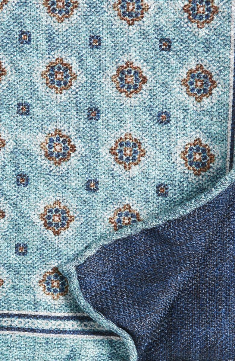 Nordstrom Diamond Medallion Silk Pocket Square, Alternate, color, Teal