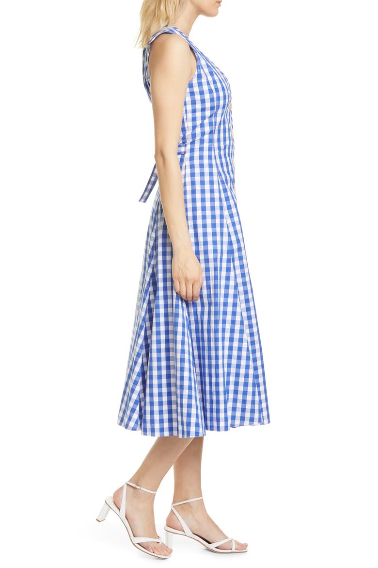 Gingham A-Line Dress, Alternate, color, 637B ROYAL/ WHITE