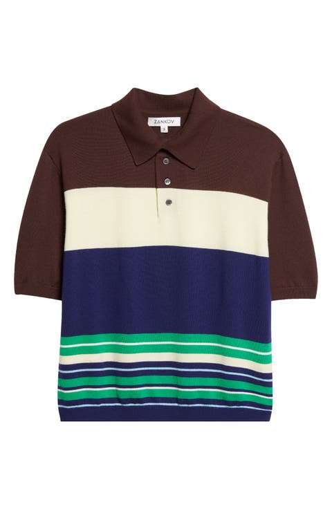 Luke Stripe Merino Wool Polo